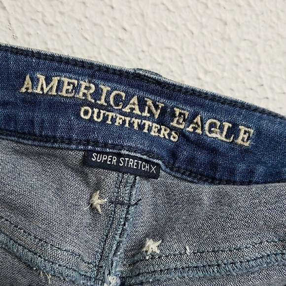 AEO American Eagle Outfitters High Rise Jegging Embroidered Star Blue Preppy 0 - Picture 8 of 10